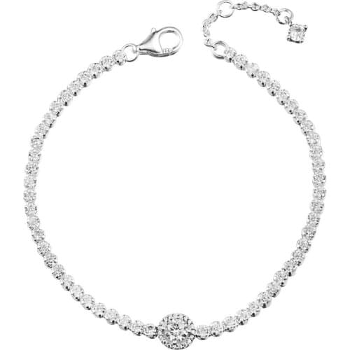 2021 Summer Sparkling Halo Tennis Bracelets 100% 925 Sterling Silver Jewelry Free Shipping