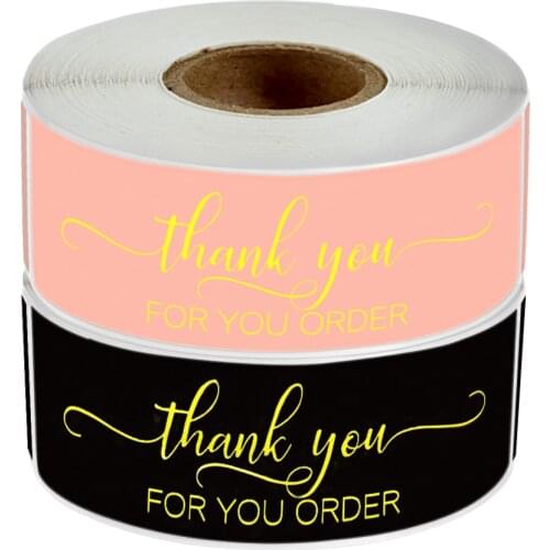 120 Pcs/Roll pink/black gold foil "thank You for Your Order" Sticker for Business Package Decoration Labels Stationery Stickers