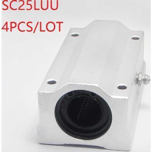 4pcs/lot SC25LUU SCS25LUU long type linear case unit linear ball bearing sliding block for 25mm linear shaft CNC router parts