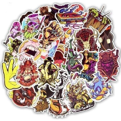 50Pcs Horror Skeleton Dark Sexy Seriese Stickers Graffiti Punk Rock Waterproof Stickers to DIY Guitar Luggage Laptop Car Sticker