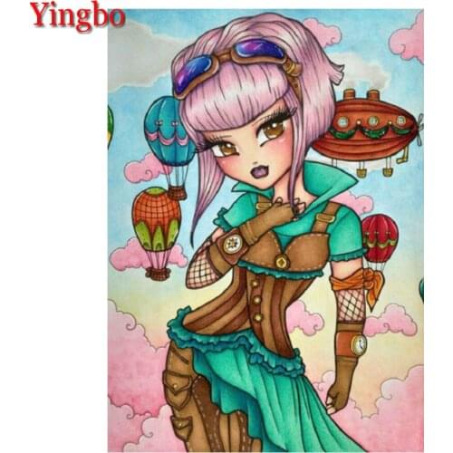 Diy 5D diamond Embroidery Cartoon girl hot air balloon Diamond Painting Cross-Stitch Needlework mosaic puzzle full square drill