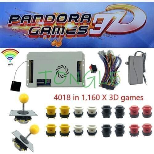 2 Player DIY Arcade Kit Pandora Game 3D 2448/4018 in 1 WIFI add game 8 way joystick American HAPP Style Push Button for Arcade