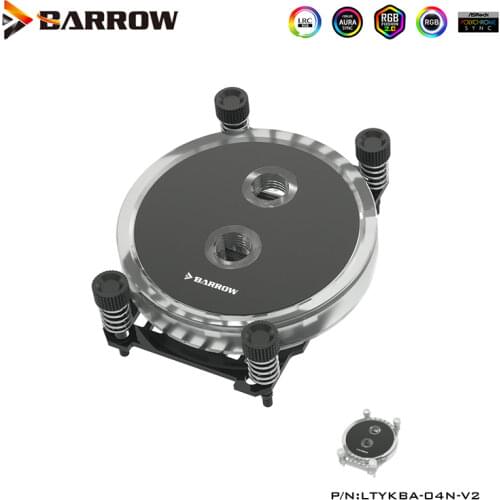 Barrow CPU Water Block Compatible AMD AM4 Platform Motherboard Cooler,White,Black,G1/4" 5V,LTYKBA-04N-V2