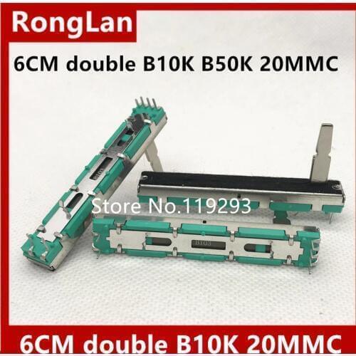 [BELLA]6cm 60MM double B10K B50K Original DJM 400 500 600 800 mixer fader volume potentiometer --50pcs/lot