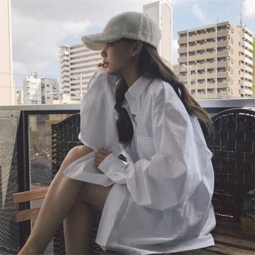 BF Style Loose Leisure Solid Chic Blouse Gentle All Match 2020 Office Lady Brief Women Shirts Casual Mid-Length Blouses For Girl