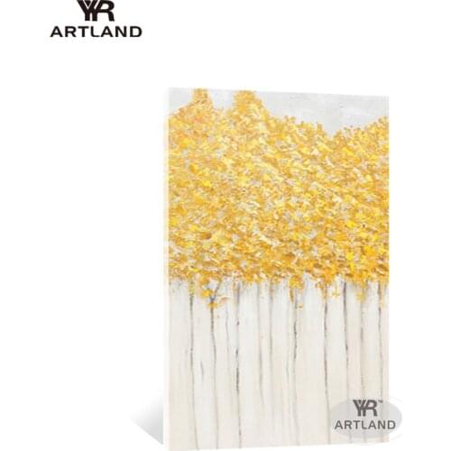 Big canvas painting Handmade oil painting gold trees landscape wall art picture home decoration for living room poster sofa