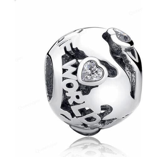 World Cz 925 Sterling Silver Charm Beads Fit Original Charms Bracelet DIY Jewelry Making For Women Wholesale Fashion Pendant