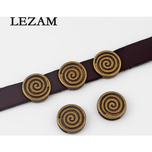 10pcs Antique Bronze Swirl Spiral Slider Beads Spacer Jewelry For 10mm Flat Leather Cord Bracelet Jewelry Findings Accessories