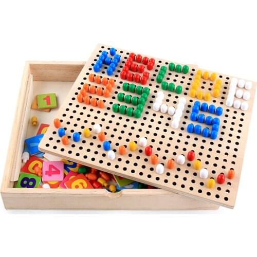 Wooden Math Montessori Materials Math Mushroom Nail Clock Preschool Educational Learning Toys juguetes Montessori E3185Z