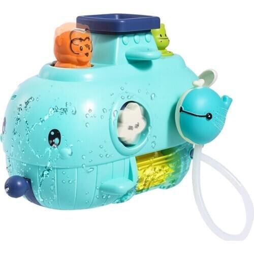 Baby Bath Toys Spin Sprinkler Water Bathtub Toys Submarine for Toddlers Kids Gifts with Water Scoop Lovely Monkey Hippo