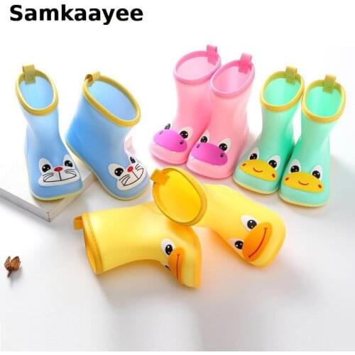 2-18y Children Rain Boots Kids Shoes Girls Boys PVC Rubber Boots Cartoon Water Shoes Animal Clown Waterproof Non-Slip Rainboots