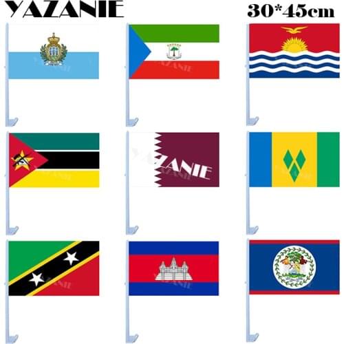 YAZANIE 30*45cm San Marino Equatorial Guinea Kiribati Mozambique Qatar Saint Vincent Saint Kitts Cambodia Belize Car Flags