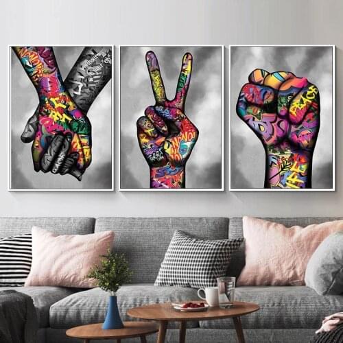 Graffiti Art Canvas Painting Lover Hand Street Art Wall Posters and Prints Wall Art Pictures for Living Room Home Decoration