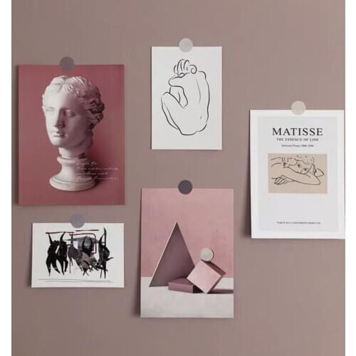Ins 5 Sheets Retro Abstract Artistic Postcard Decorative Card Diy Collocation Background Wall Sticker Props Photo Greeting Card