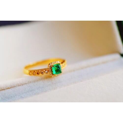 JHY317 Emerald Ring Pure 18K Gold Jewelry Nature Green Emerald 4.1mm Gemstone Diamond Female Rings for women Fine Ring