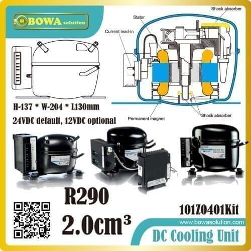 R290 DC hydrocarbons compressor are designed for low evaporating temperatures (LBP) and medium evaporating temperatures (MBP)