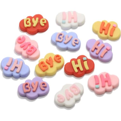 Colorful Cute Resin HI BYE Word Charms Kawaii Flatback Resin Cabochons DIY Jewelry Making Findings