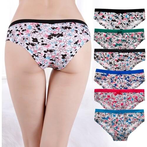 LOBBPAJA Lot 6 PCS Ladies Pantites Cotton Underwear Women Sexy Floral Half Hips Cover Low Rise Briefs Knickers Lingerie #9492