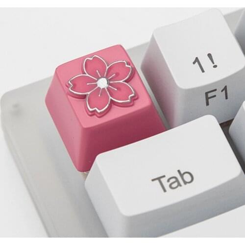 Sakura Cherry Blossoms Metal Backlit Keycaps For Cherry Mx Switch Mechanical Gaming Keyboard Zinc Aluminum Alloy 3D Keycaps
