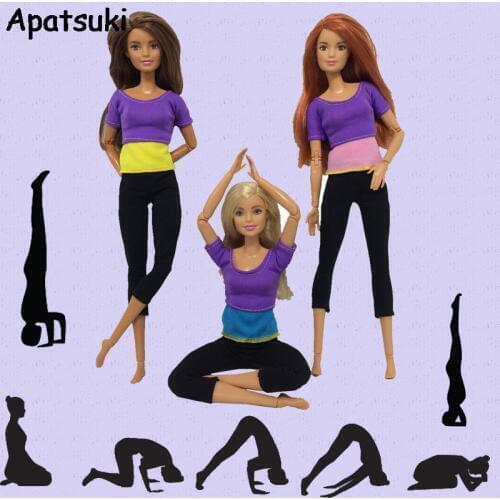 Fashion Colorful Yoga Outfit Vest & Trousers Pants Handmade Home Clothes For Barbie Doll Accessories Dollhouse Kids Toys