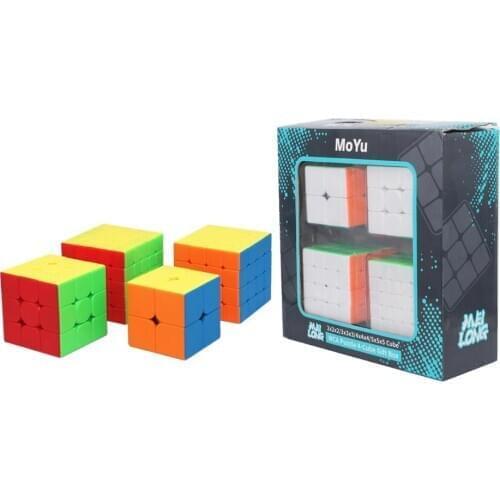 MoYu Meilong 4 in 1 Gift Box 2x2x2 3x3x3 4x4x4 5x5x5 magic cube Moyu WCA puzzle 4-cube Gift Box 3x3 speed cube game cubo magico