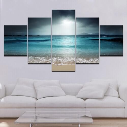 Five-Piece Set Wall Art Poster Hd Beach Print Canvas Painting Modular Modern Home Decoration Living Room Mural Without Frame
