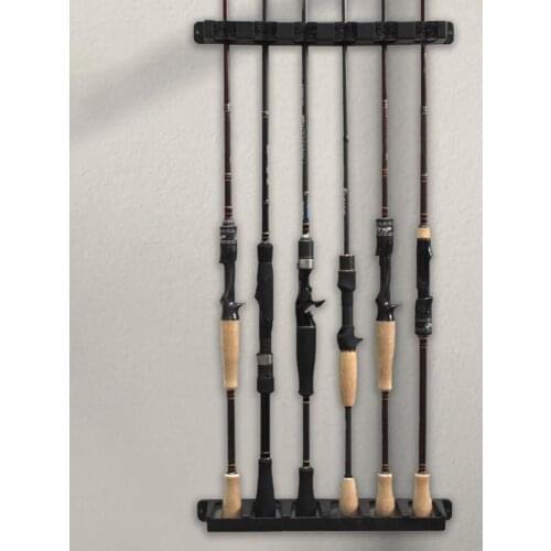 Wall-Mounted Horizontal Rod Rack Black Six-Hole Fishing Holder Fishing Rod Display Stand 6-hole Fishing Rod Holder Kayak Fishing