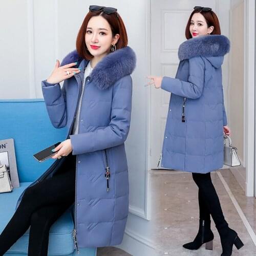 New Plus Size 3XL Long Down Coat Women Down Jacket 2021 Winter Womens Jacket Female Coat Big Fur Collar Hooded Lady Outerwear