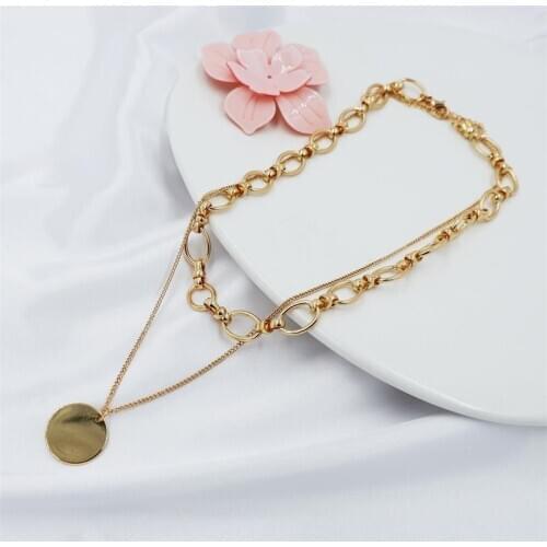 Charming Girl Fashion Multi layer Necklace Coin Pendent Big chain Necklace For Women Accessories European Style Party Daily