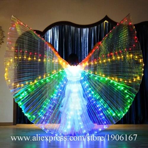 White LED Light Up Halloween Wings Christmas Colorful Led Luminous Belly Dance Cloak Illuminated Stage Performance Props Cloak