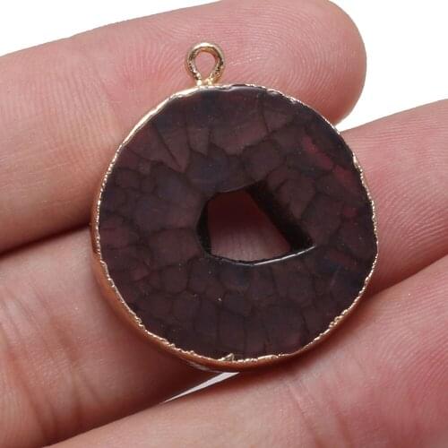 Natural Stone Pendant Round Agates For Jewelry Making Charms DIY Necklace Bracelet Anklet Accessory