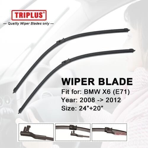 Wiper Blade for BMW X6 E71 (2008-2012) 1 set 24"+20",Flat Aero Windscreen Wiper,Boneless Windshield Soft Wiper Blades