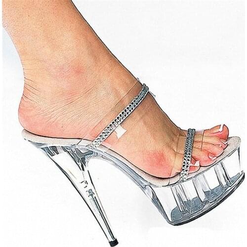 Specializing in the production of various types of shoes Gorgeous eye-catching ultra-high with 15 cm slipper sandals