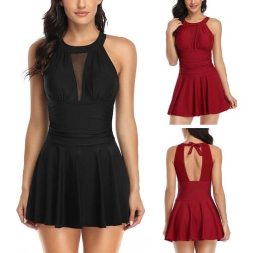 Push Up Tankini Swimsuit Women 2021 One-piece Swim Dress Onepiece Swimming Suit For Women Bathing Suit With Shorts