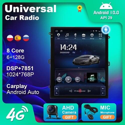Car 4G WIFI Carplay DSP Android Auto Radio Android 10 Tesla Style 9.7 Inch Universal Multimedia Video BT Player GPS Navigation