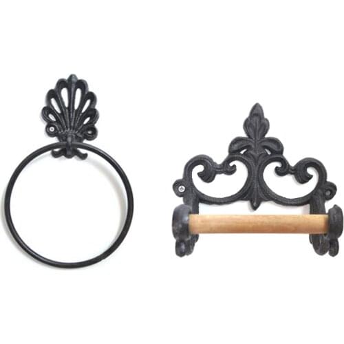 Vintage Toilet Paper Holder American Style Hanging Retro Wrought Iron Paper Shelf Hook Storage Rack Toilet Bathroom Accessories