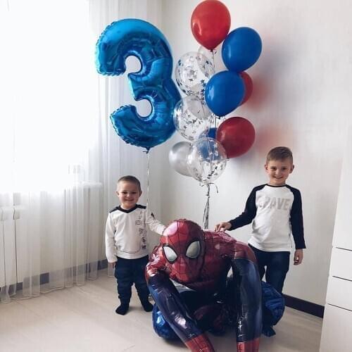 1Set MARVEL 3D Big Spiderman Hero Foil Balloon The Avengers Number Birthday Party Decoration Kids Iron Man Childrens Toy Gifts