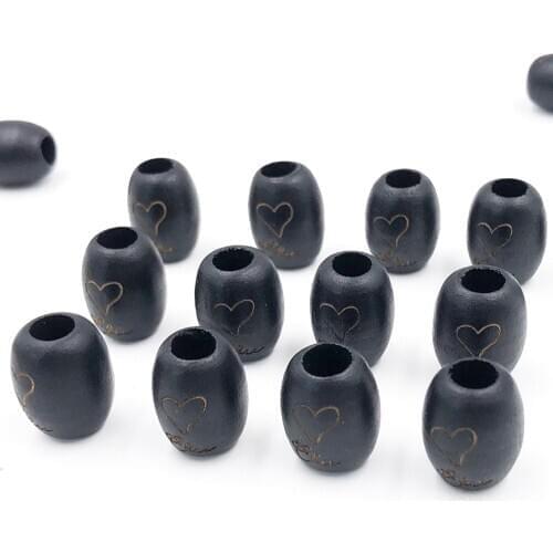 50pc Natural Wood Beads Oval Shape Big hole Sculpture Heart love Kids Toys&Pacifier Clip Spacer Beading Jewelry DIY Making