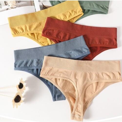 Women Cotton G-String Intimates Seamless Low Waist T-Shaped Thong Briefs Sexy Fitness Sports Panties Breathable Underpants New