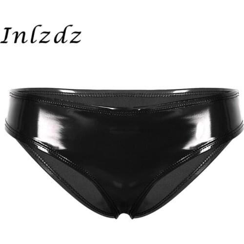 Womens Patent Leather Panties Mini Bikini Thong Sex Panties Lingerie Briefs Boxer Shorts Wet Look Low Rise High Cut Underwear