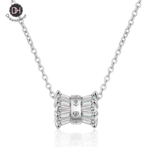 Dreamhonor 925 Sterling Silver Fashion New Jewelry High Quality Crystal Zirconia Pendant Necklaces Long 45CM