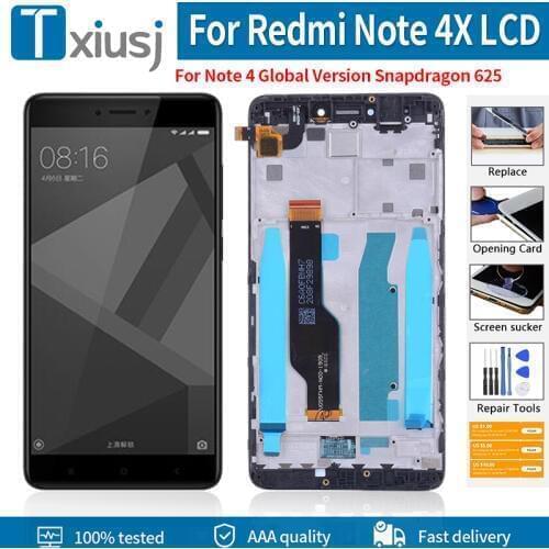 AAA+++ LCD Display For Xiaomi Redmi Note 4X LCD Screen Digitizer For Redmi Note 4 Global Version Snapdragon 625 LCD With Frame