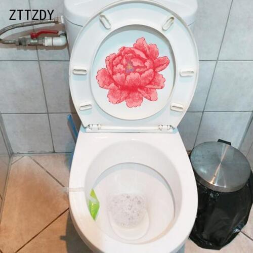 ZTTZDY 20.4*21.1CM Hand Drawn Blooming Flowers Bathroom Toilet Sticker Wall Decal Home Decoration T2-0099