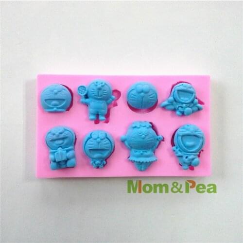 Mom&Pea 0537 Free Shipping Cartoon Cats Shaped Silicone Mold Cake Decoration Fondant Cake 3D Mold Food Grade