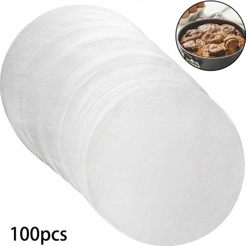 100pcs 7 Inch Air Fryer Steamer Liners Parchment Paper Rounds Non-Stick Steaming Basket Mat Baking Cooking Tools