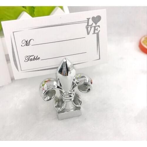 100pcs Silver Resin Iris Place Card/Photo Holder Wedding Bridal Party Table Number Holders WB1517