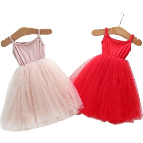 2020 Summer New Suspenders Mesh Toddler Girls Dresses Cotton Princess Baby Girl Dress Party Role Playing Girls Dress 1 - 4Y