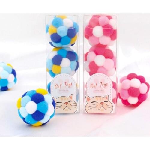 Cat Toy Plush Ball 3 PCS Creative Interactive Pet Playing Ball Funny Kitten Chewing Toy With Bell Cat Accessories