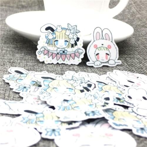 40 Pcs/Lot Anime rabbit ears girl Cute Self-made stickers scrapbooking For Cartoon Sticker For Laptop Fridge Skateboard