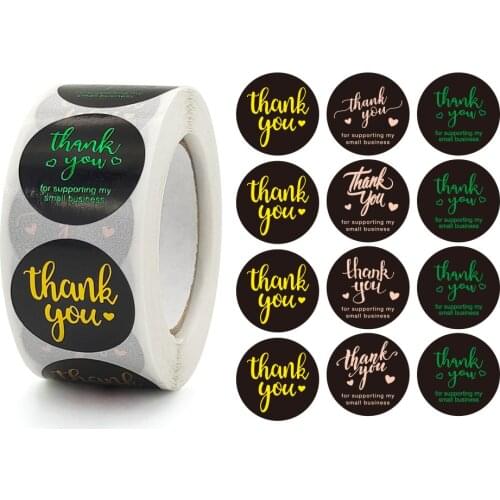 100-500 Pcs 1 Inch Black Bronzing Thank You Label Stickers for Gift Card Party Wedding Package Wrapping Baking Small Business